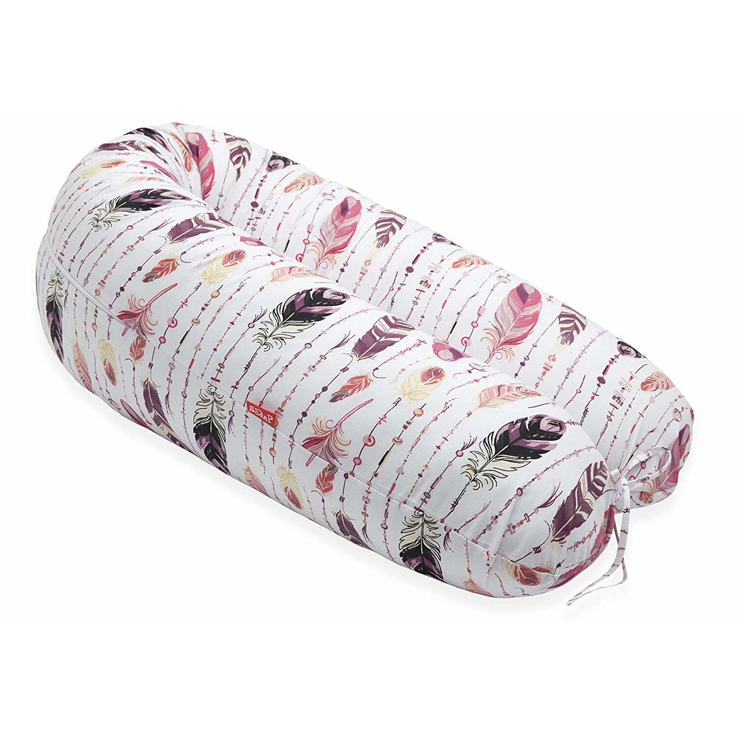 Perna Scamp 3 in 1 pentru gravide, alaptat, bebelusi, 150 cm, Feather Pink Brown