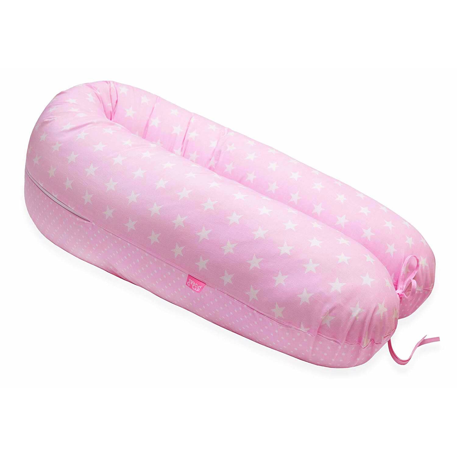 Perna Scamp 3 in 1 pentru gravide, alaptat, bebelusi, 150 cm, Rosa Stars