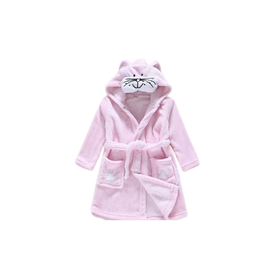 Halat de baie, pentru fete si baieti, model cu pisicuta Talking Angela, in nuante de roz pal, brand ZZZ Sleep Good Sleeping!®, varsta 7-8 ani