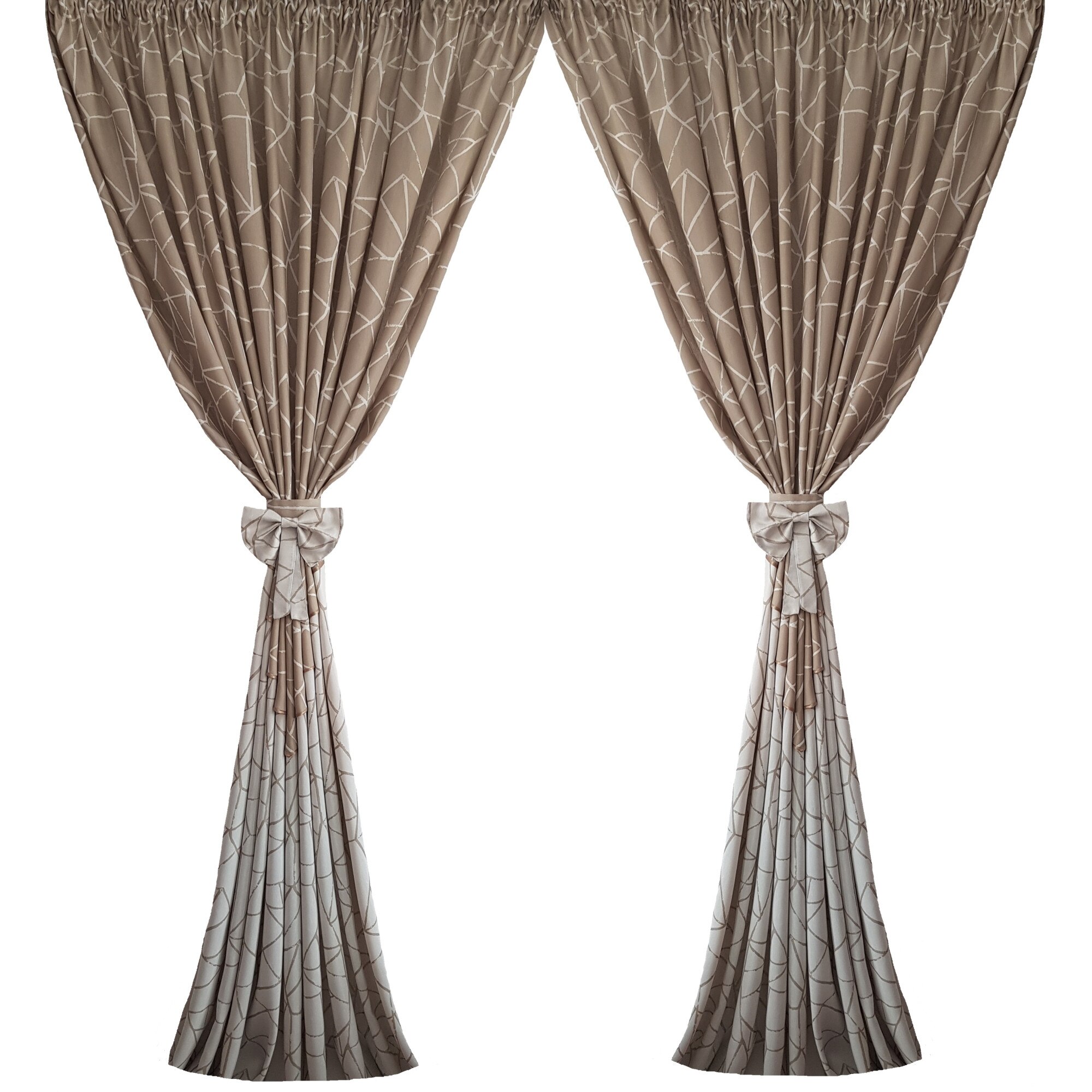 Set 2 draperii DECORINT pe rejansa (DR.65), grej, gri deschis, 250x275cmx2 buc