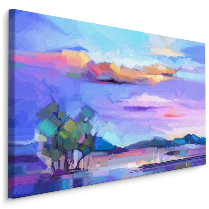 Tablou abstractie peisaj copac pentru living 100cm x 70cm Fantezie, Colorat, Creative decor, Canvas, Dormitor