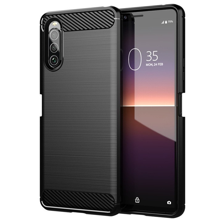 Кейс за Sony Xperia Ace 2, Techsuit Carbon Silicone, черен