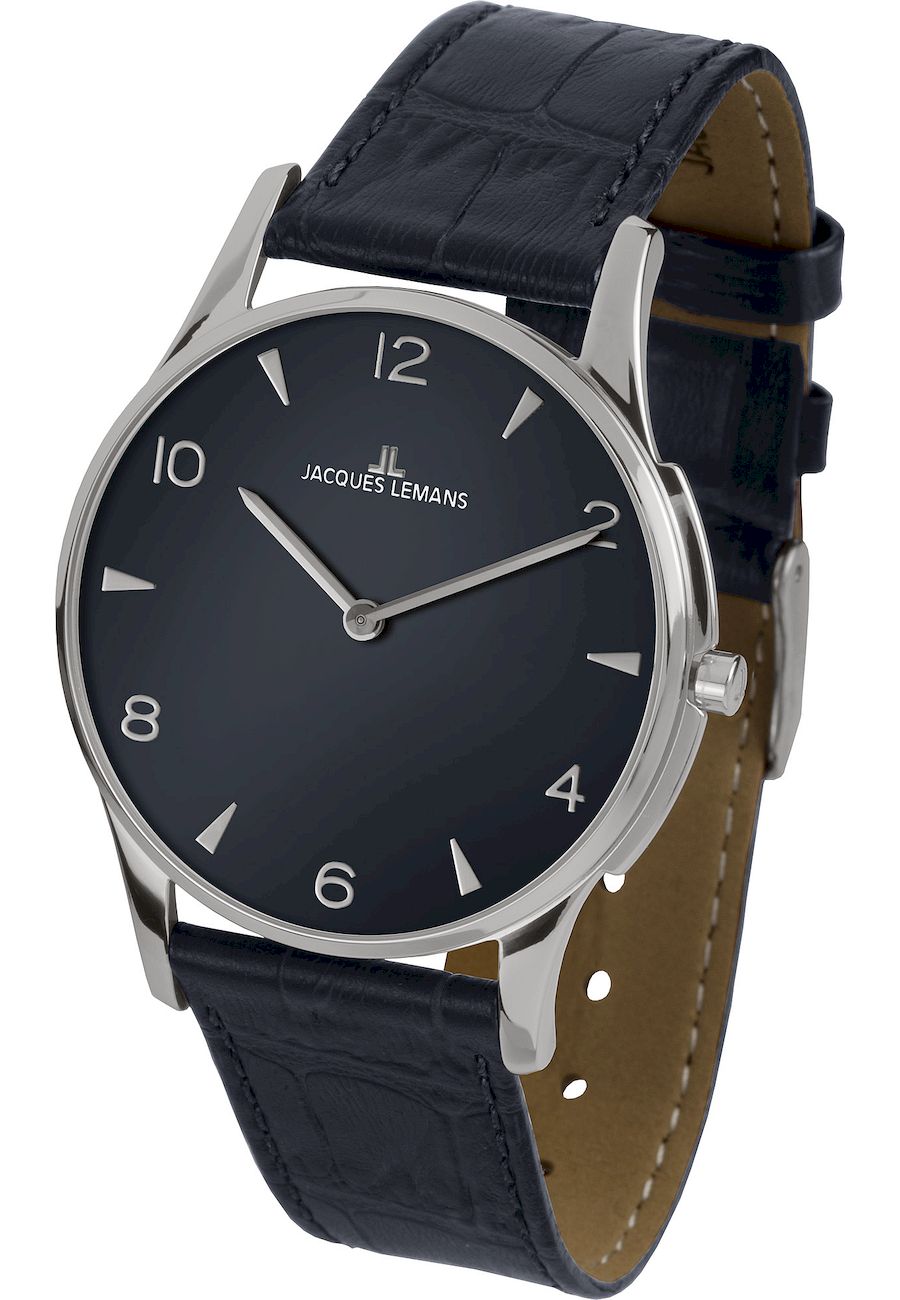 Ceas unisex Jacques-Lemans 1-1851ZC, Analog, Quartz, 5 ATM, Negru
