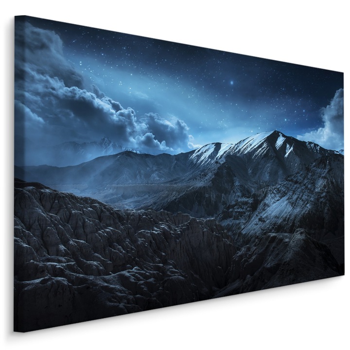 Картина CANVAS Планински пейзаж Нощен изглед 3D 120cm x 80cm 3D ефект, Изглед, Небе, Модерен дизайн, Фантазия, Спалня, Всекидневна