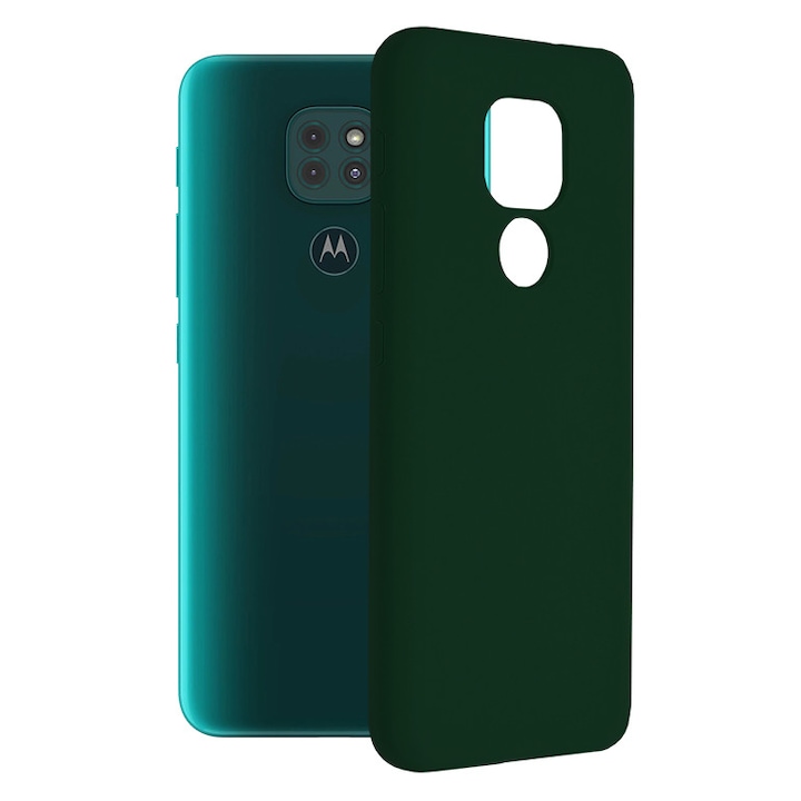 Защитен калъф с двойна структура AZIAO за Motorola Moto E7 Plus / Moto G9 Play, фина вътрешност от микрофибър против надраскване и силиконова външна част против залепване, абсорбиращ удар, Оксфордско зелено
