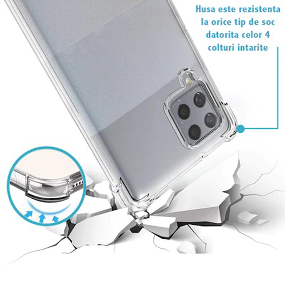 Husa Anti-Soc pentru Samsung Galaxy A12 / M12, Aziao Extreme Optim Protection, 1.5 mm, Transparent