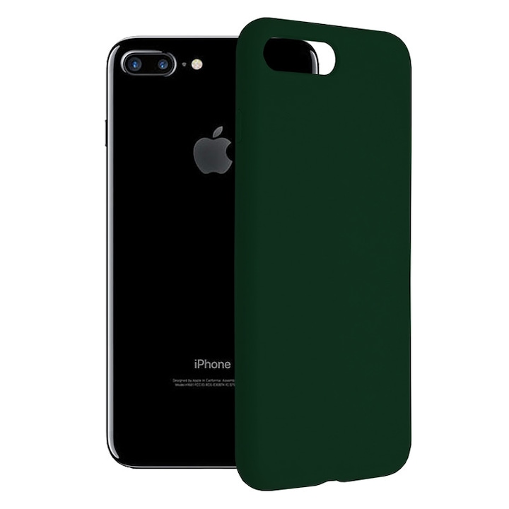 AZIAO dupla szerkezetű védőtok iPhone 7 Plus / 8 Plus készülékhez, finom mikroszálas karcolásgátló belső és szilikon tapadásgátló külső, oxford zöld