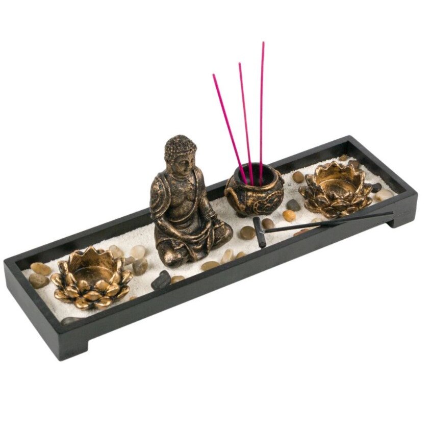 Suport lumanari din lemn, Zola, dreptunghiular, cu betisoare parfumate, 38x11x3.5 cm