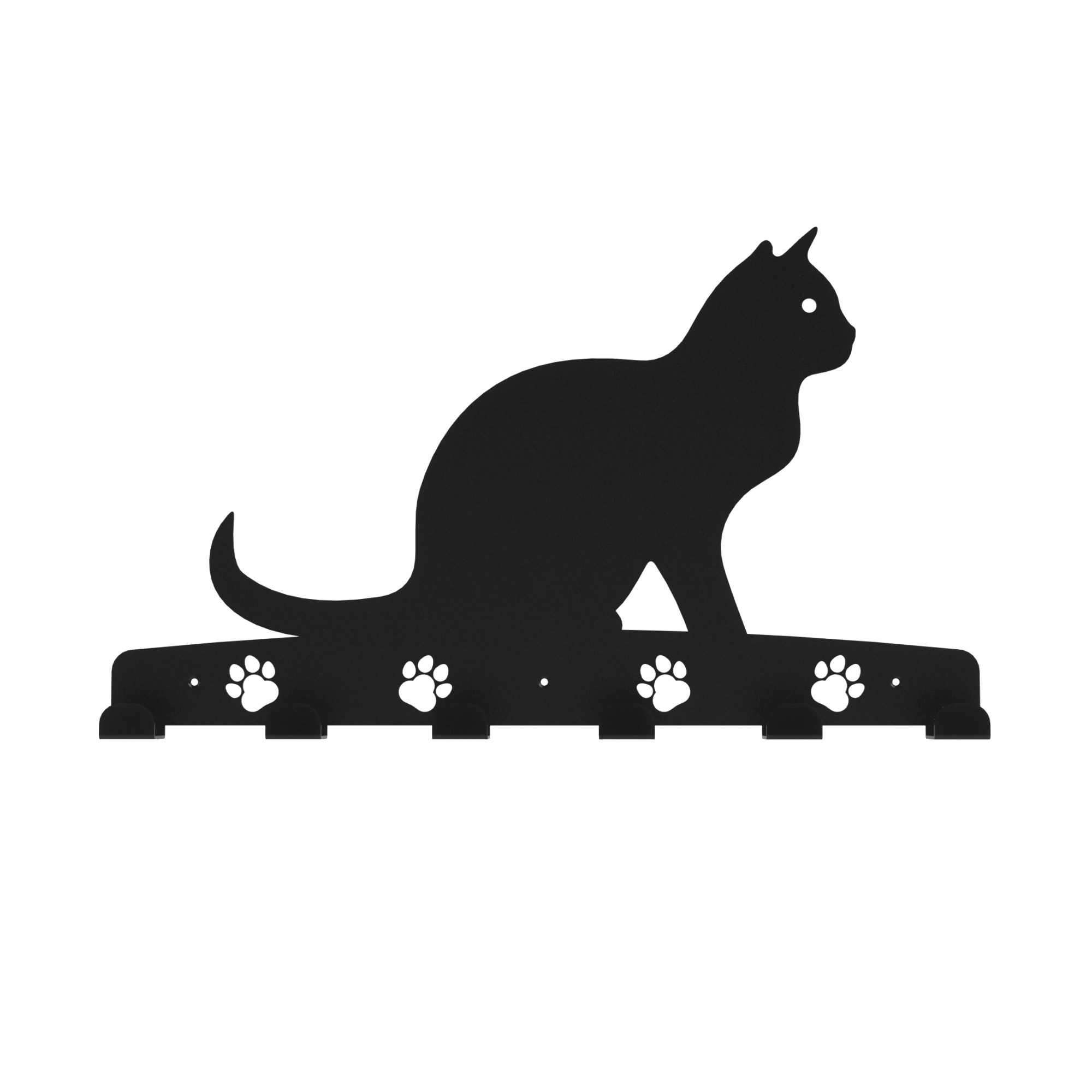 Cuier metalic Pisica - model 4248, Negru, 40x24x2.8 cm