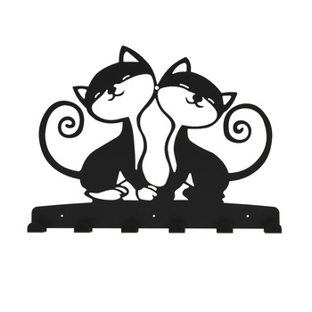 Cuier metalic Doua Pisicute - model 4247, Negru, 40x30x2.8 cm Cuier metalic Doua Pisicute - model 4247, Negru, 40x30x2.8 cm