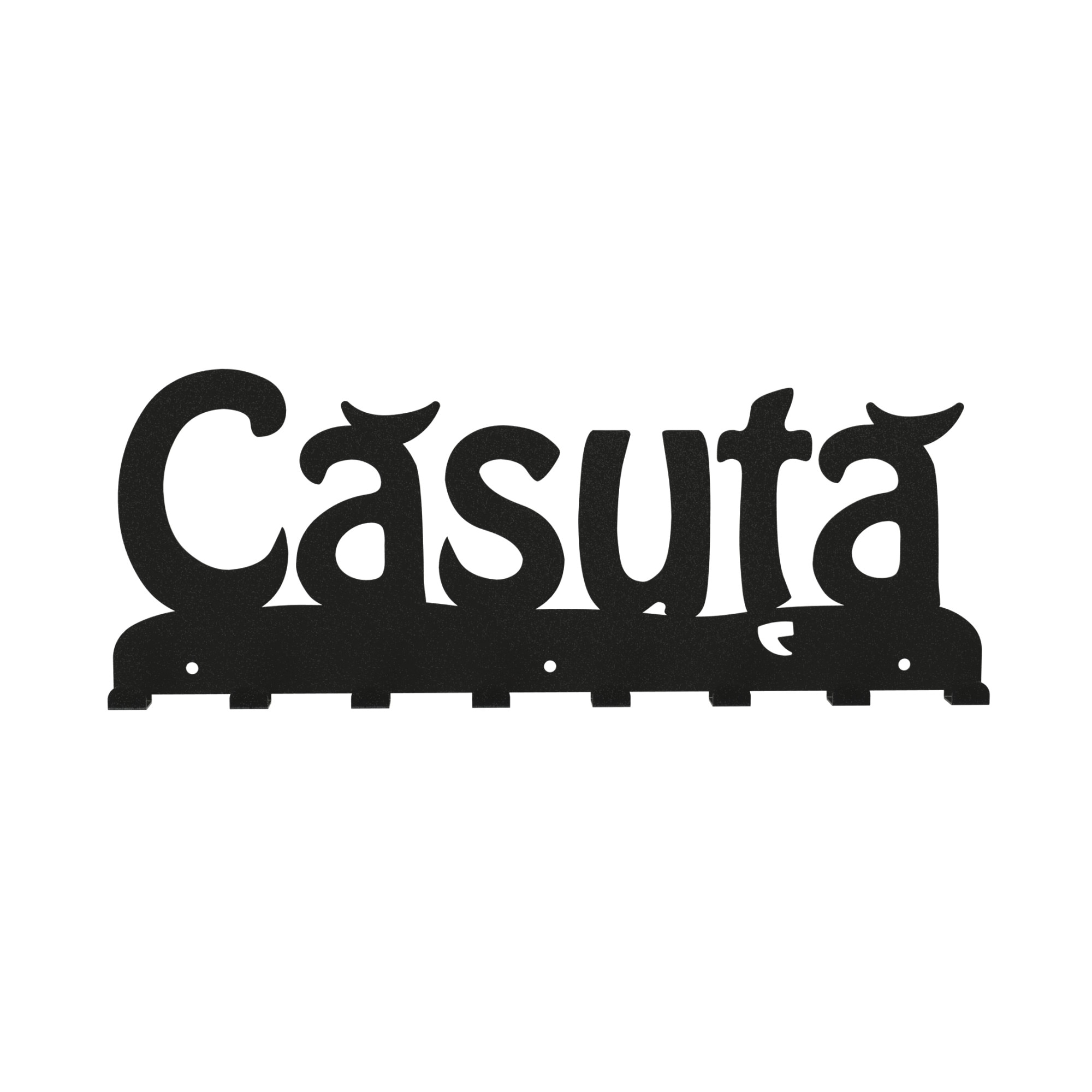Cuier metalic Casuta - model 4257, Negru, 58x22x2.8 cm