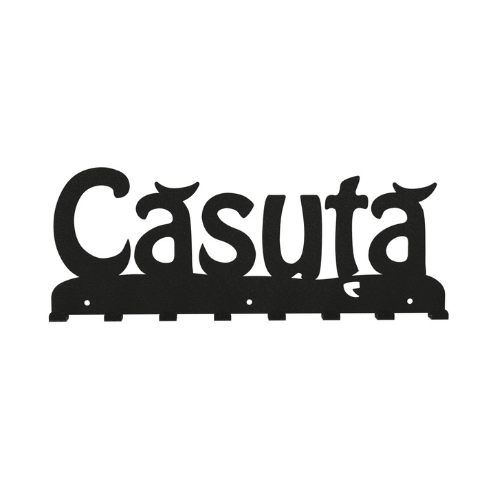 Cuier metalic Casuta - model 4257, Negru, 58x22x2.8 cm