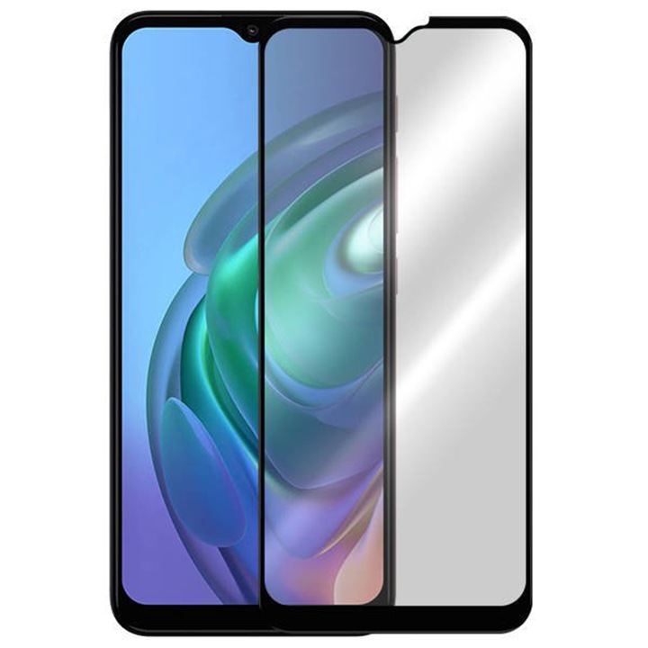 G-Tech фолио, съвместимо с Motorola Moto G9, лепило по цялата повърхност, пълно покритие, AGC стъкло, черно