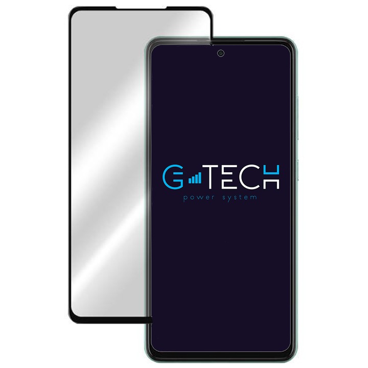 G-Tech филм, съвместим с Xiaomi Mi 9T Pro, Full Glue, Full Cover, HD Clarity, 6X Stronger Premium Glass, Black