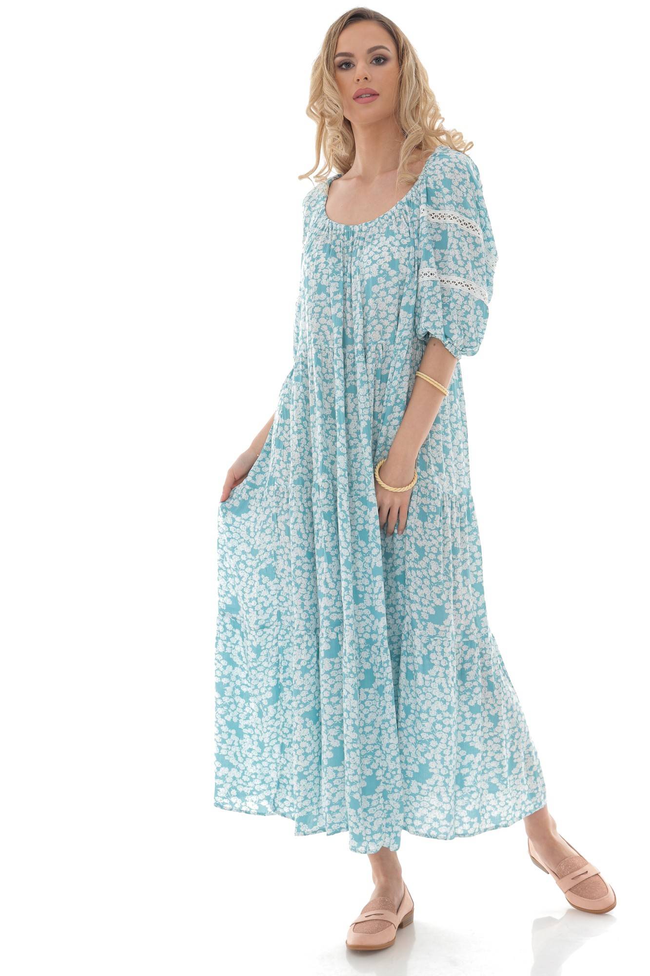 Rochie maxi, lejera, ROH, cu imprimeu floral - DR4260