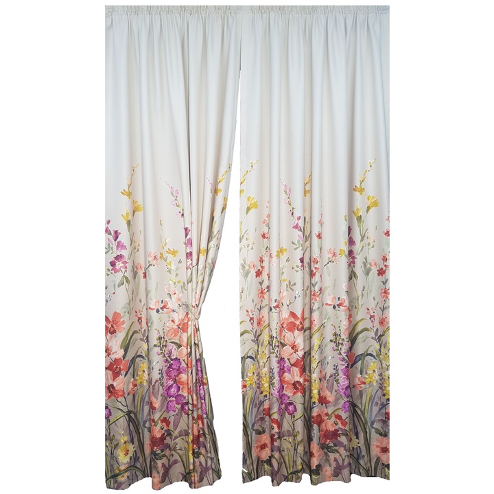Set 2 bucati draperie spring flowers, croita cu rejansa, 2 x L150 x H250, by Seredesign