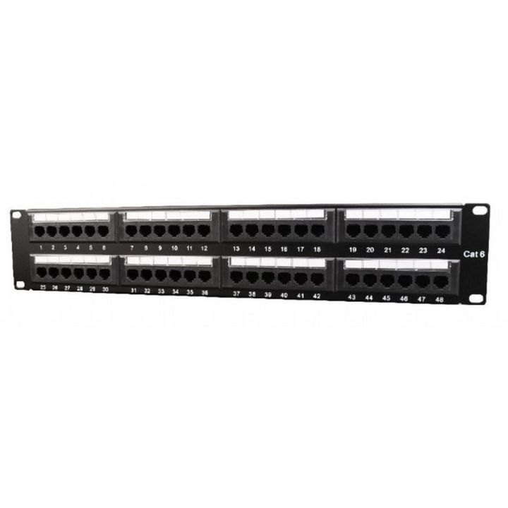 GEMBIRD NPP-C624-002 Gembird 19 patch panel 24 port 1U cat.6 with rear cable management black