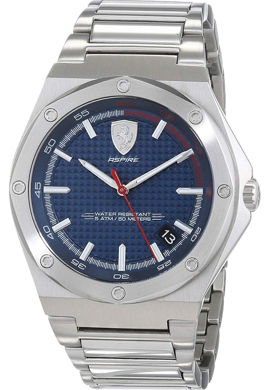 Ceas barbati, Scuderia Ferrari, Otel inoxidabil, Analog, 44mm, 5ATM, Argintiu