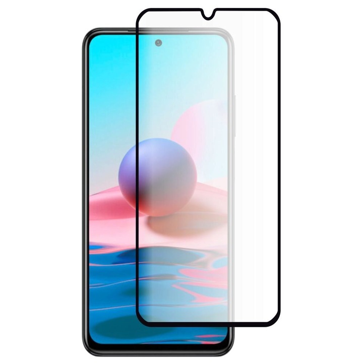 Folie Sticla Full Cover Premium pentru Xiaomi Redmi Note 10 / Redmi Note 10S, 5D, Full Glue, Negru