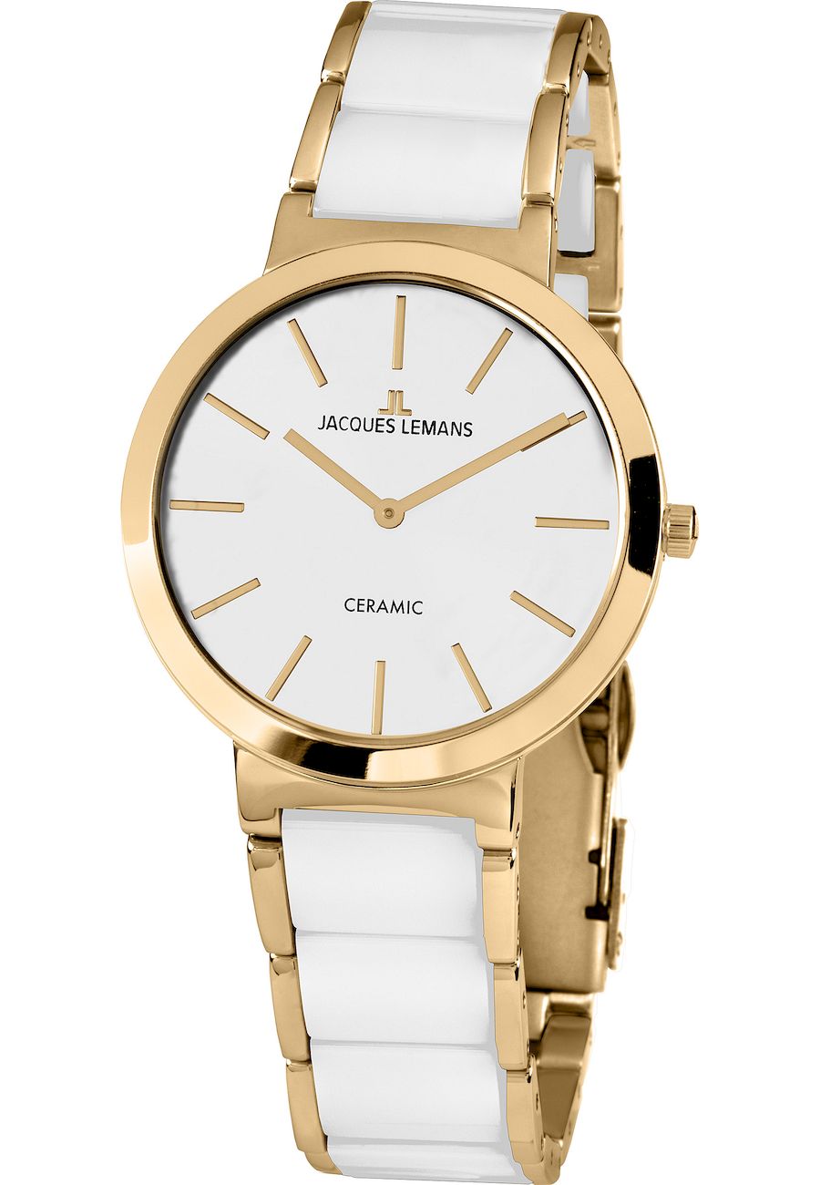 Ceas de dama Jacques-Lemans 1-1999D, Analog, Otel inoxidabil, 5 ATM, Argintiu/Alb