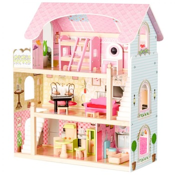 Casuta de papusi, IMK, lemn si MDF, 15 accesorii si 4 papusi de lemn incluse, +3 ani, 71 x 63 x 36 cm Casuta de papusi, IMK, lemn si MDF, 15 accesorii si 4 papusi de lemn incluse, +3 ani, 71 x 63 x 36 cm