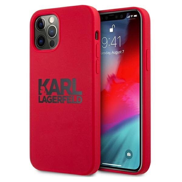 Husa pentru iPhone 12 / iPhone 12 Pro Karl Lagerfeld Silicone Stack Logo red