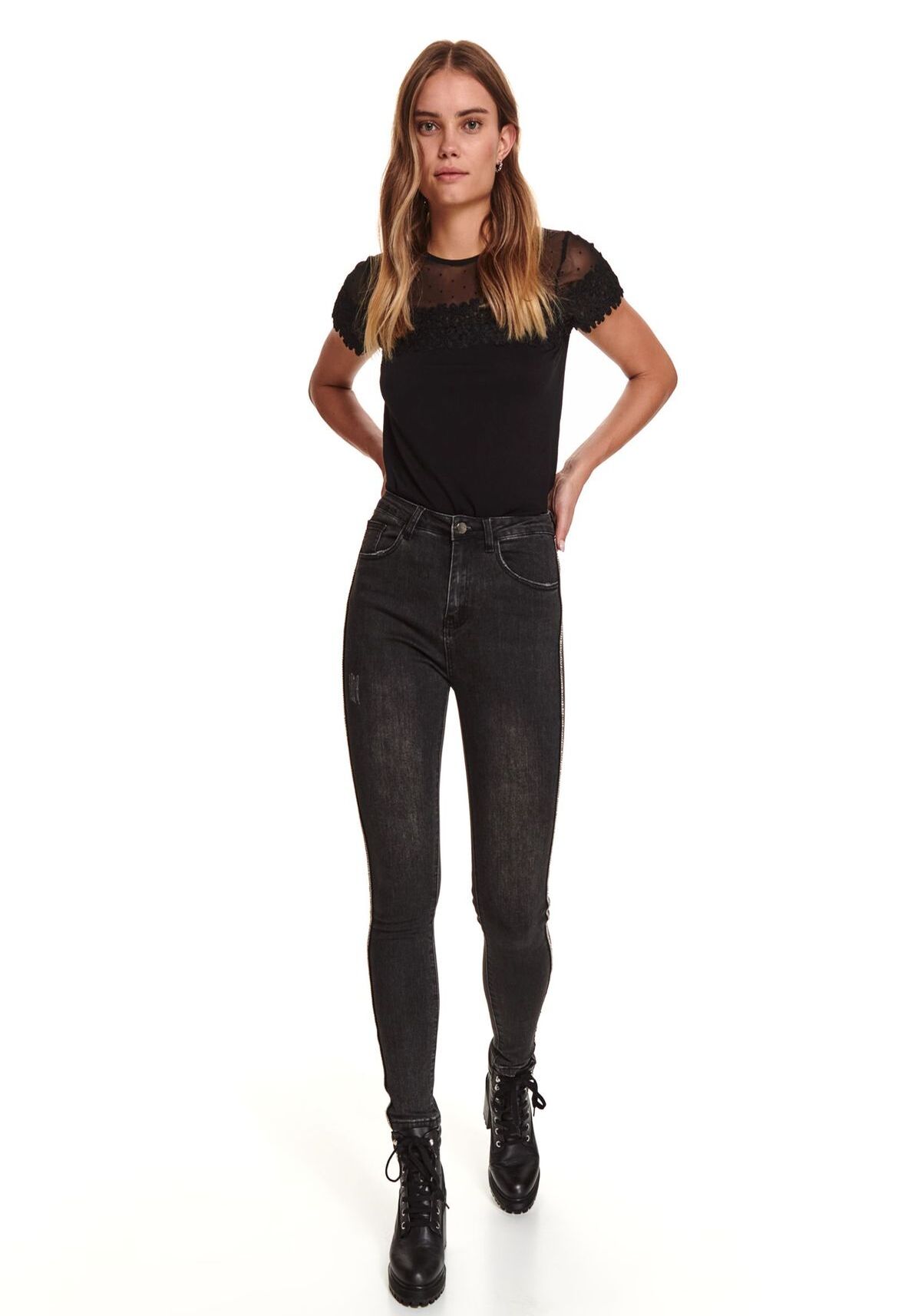 Tricou pentru femei, TOP SECRET, SPO4870, Negru