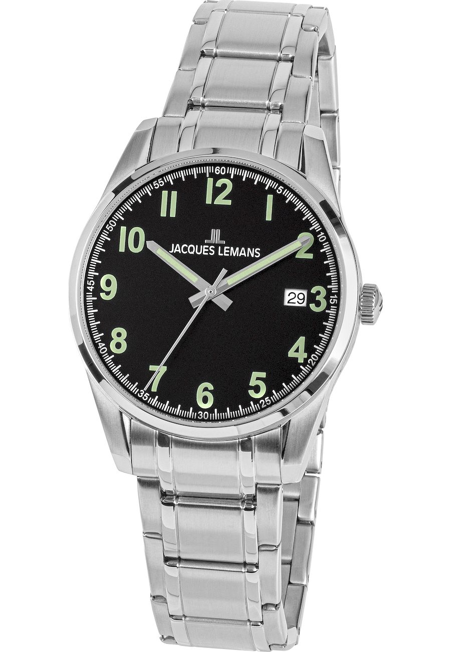 Ceas dama, Jacques Lemans, 1-2069C, Otel inoxidabil, 28 mm, 10 ATM, Argintiu/Negru