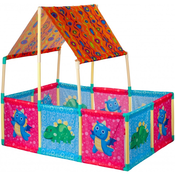 Loc de joaca "LikeSmart Baby Paradise", pentru Copii, Casuta, Margini Rotunjite, Protectie Solara, Asamblare Usoara, 113x115x77 CM, Multicolor