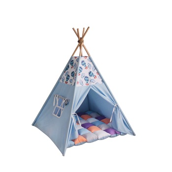 Cort teepee si salteluta de joaca Montessori - Hotair Baloons (110x110x150cm) Cort teepee si salteluta de joaca Montessori - Hotair Baloons (110x110x150cm)