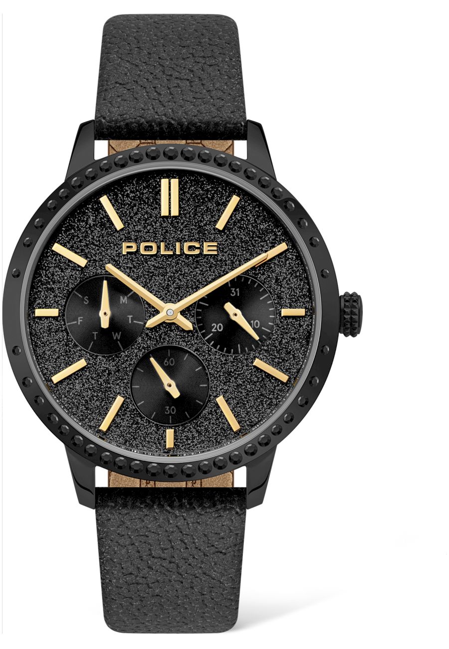 Ceas analogic, Police, PL16069MSB.02, Quartz, 3 ATM, 36 mm, Negru/Auriu