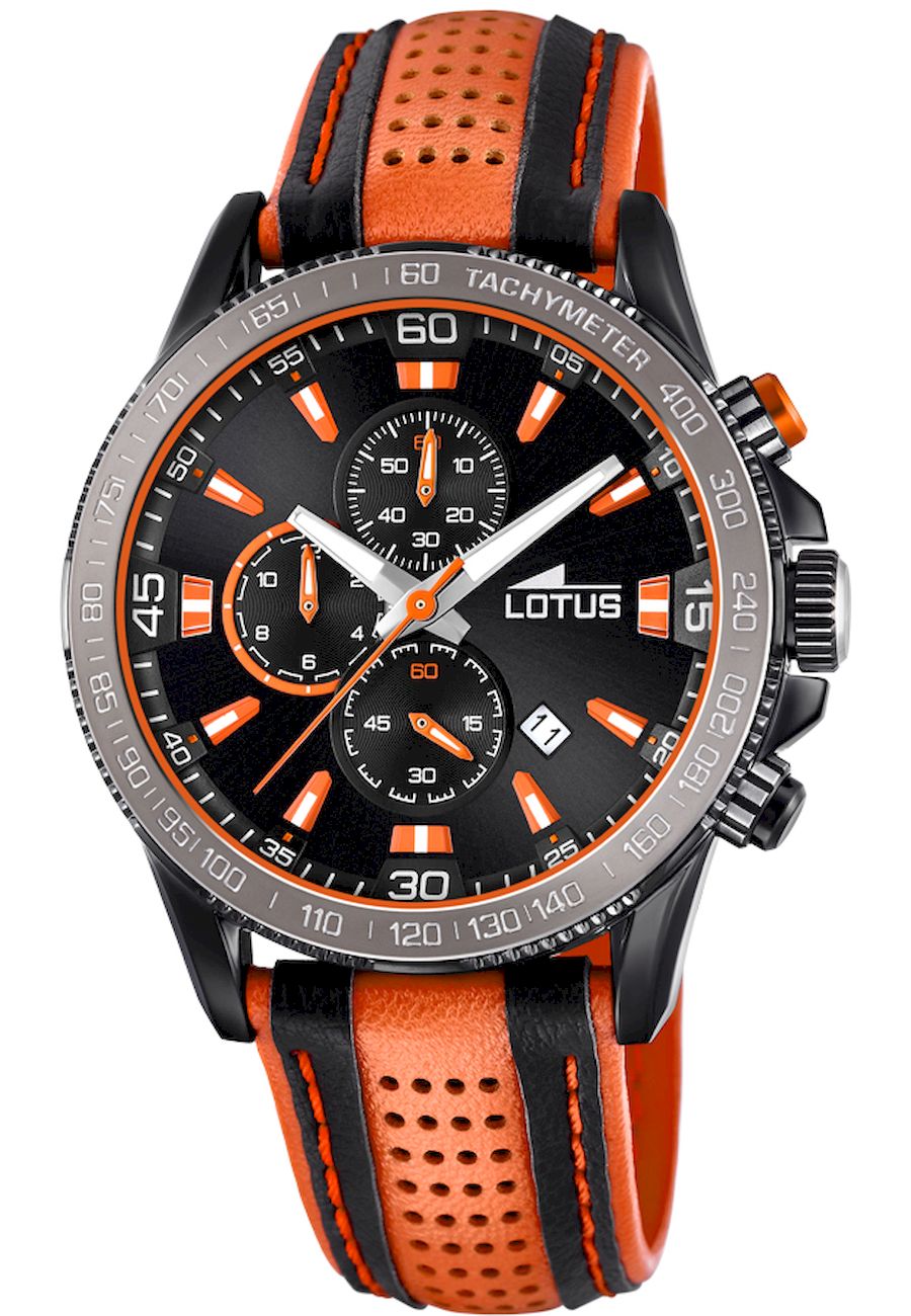 Ceas analogic, Lotus, 18592/1, Portocaliu/Negru