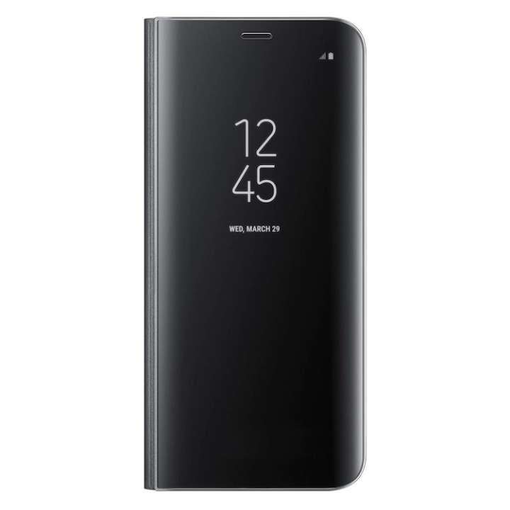 Flip cover Huawei Mate 20 Pro, SILKASE, fekete színű, tiszta nézet