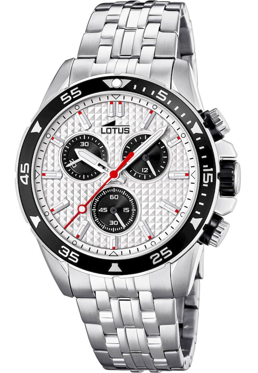 Ceas analogic, Lotus, 18640/1, Quartz, Cronograf, 10 ATM, 43 mm, Argintiu/Negru