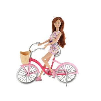 Set de joaca Toi-Toys - Papusa Lauren, La plimbare pe bicicleta, satena Set de joaca Toi-Toys - Papusa Lauren, La plimbare pe bicicleta, satena