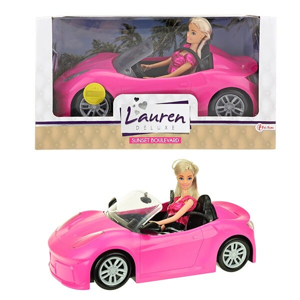 Set de joaca Toi-Toys - Papusa Lauren, Cu masina pe Sunset Boulevard, blonda