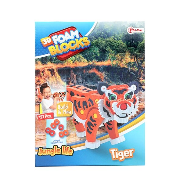 Puzzle 3D Toi-Toys - Jungle Life, tigru, 121 piese