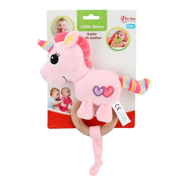Toi -Toys Little Stars baba csörgőjáték, plüss, unikornis, rózsaszín