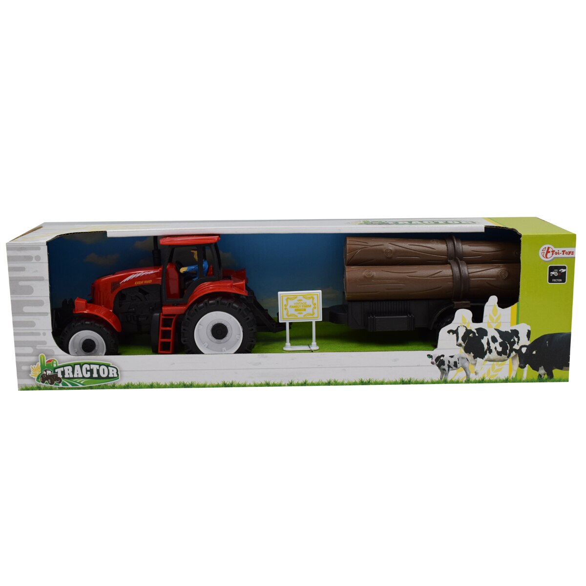 Tractor Toi-Toys, pentru lemne, rosu, 17 cm