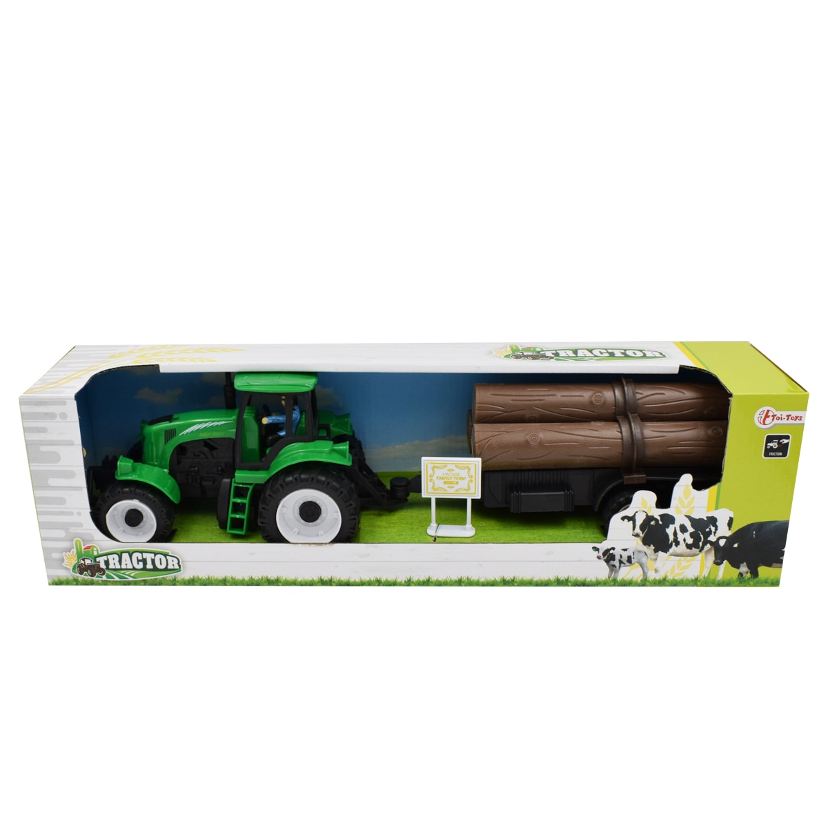 Tractor Toi-Toys, pentru lemne, verde, 17 cm