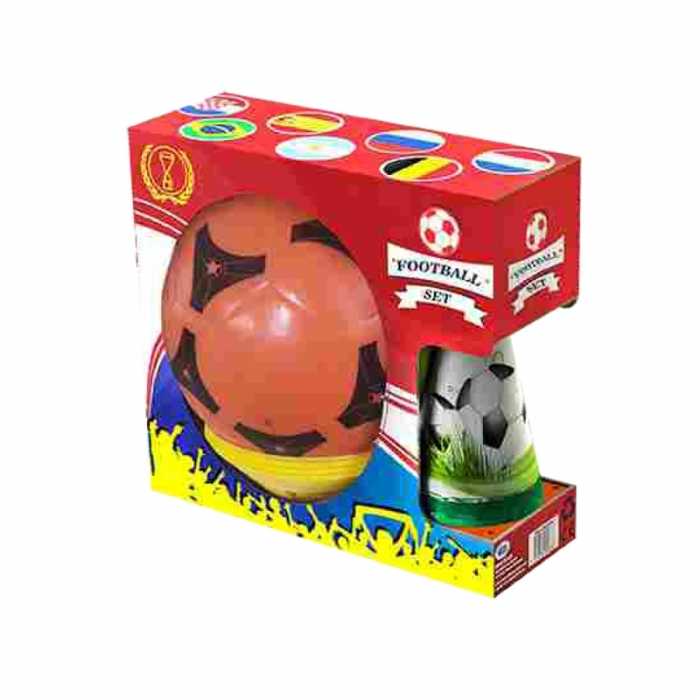 Set antrenament fotbal cu jaloane si minge incluse, pentru copii, 5 piese