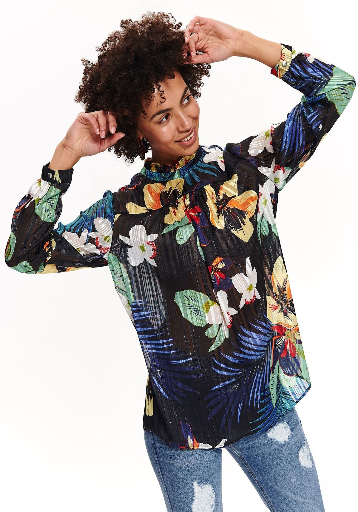 Bluza cu maneci lungi pentru femei, TOP SECRET, SBD1144, Negru, 34