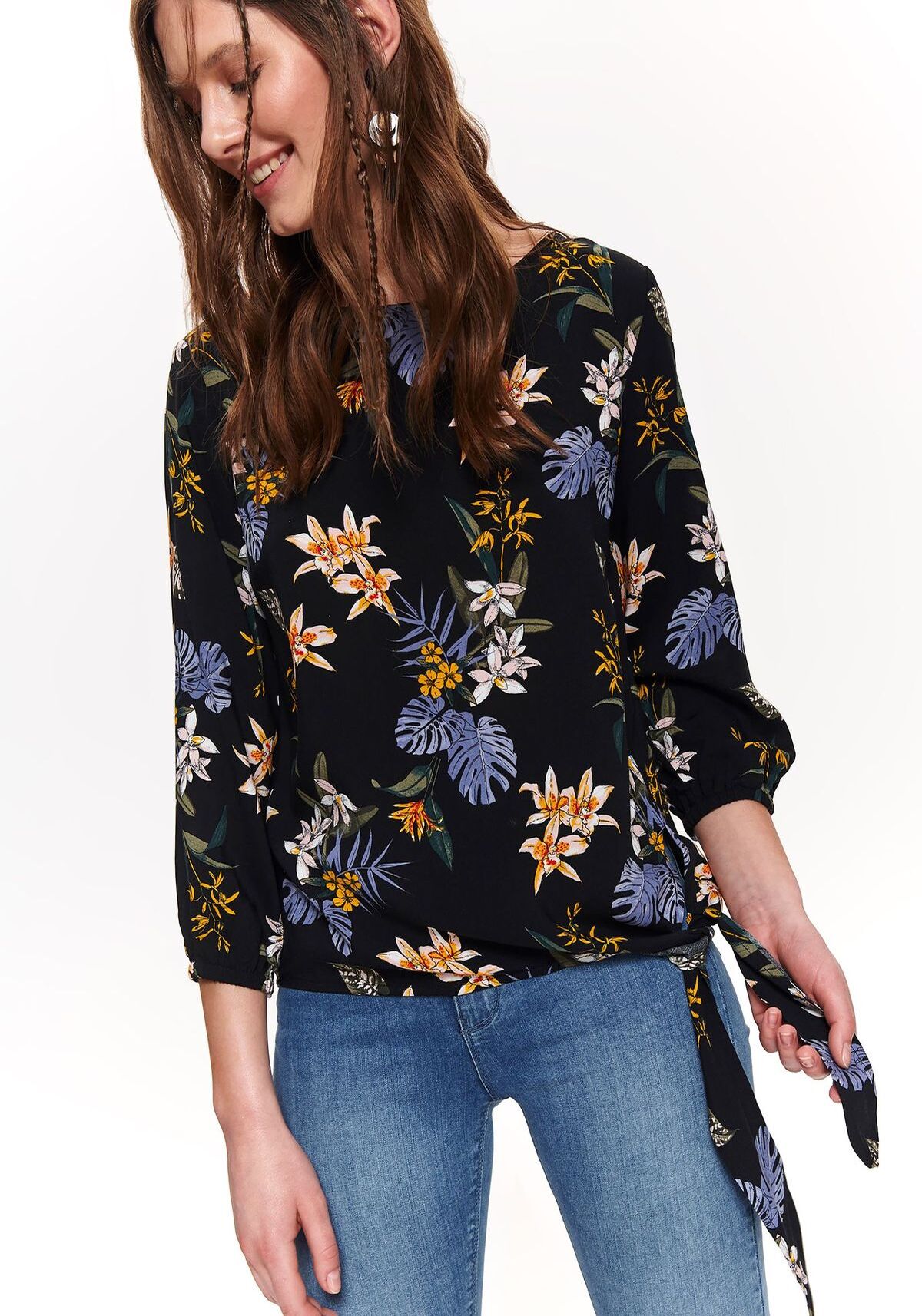 Bluza cu maneci lungi pentru femei, TOP SECRET, SBD1117, Negru, 34