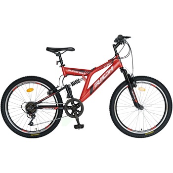 Bicicleta Rich MTB FS Alpin R2049A Rosu/Negru, pentru copii Bicicleta Rich MTB FS Alpin R2049A Rosu/Negru, pentru copii