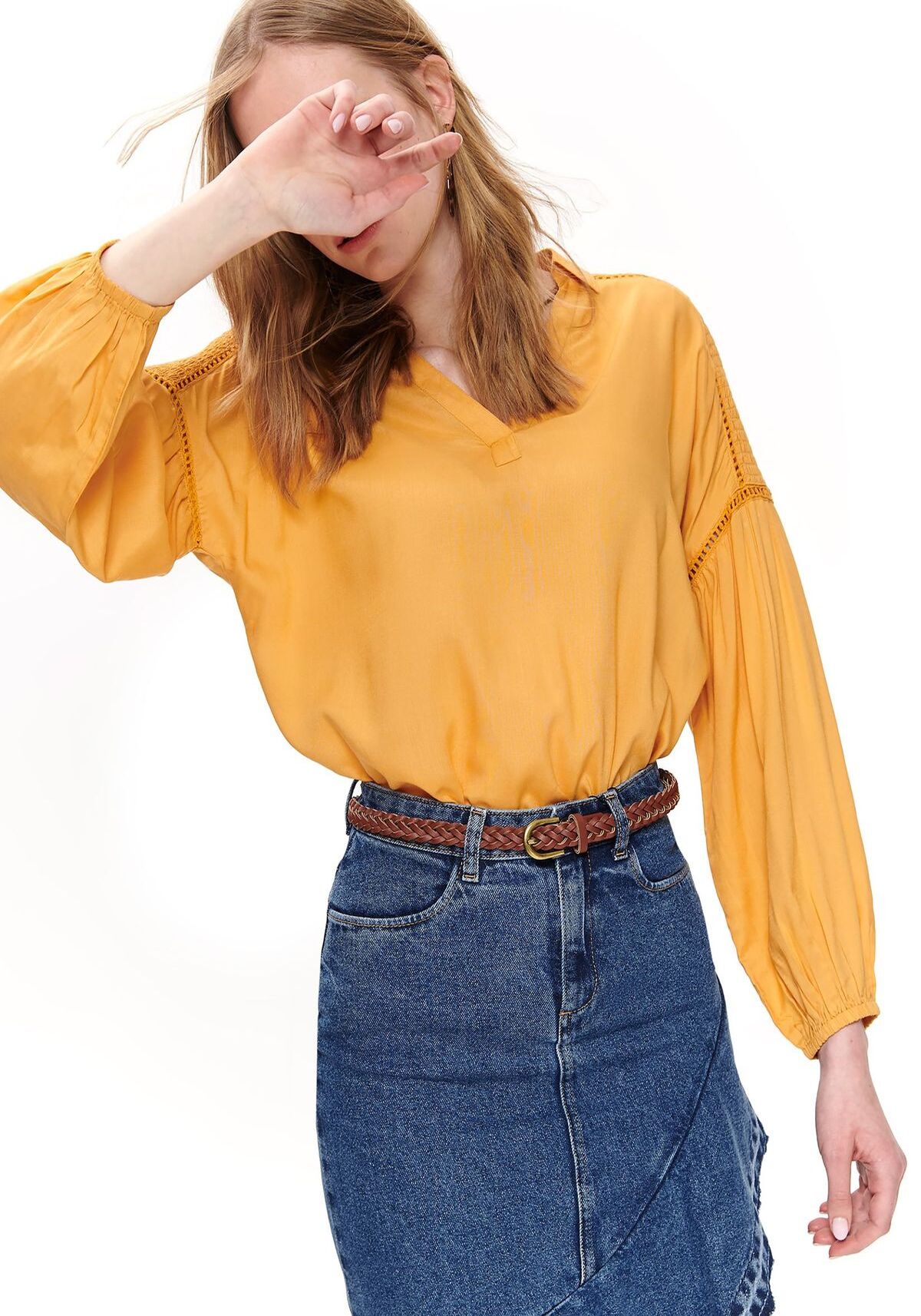 Bluza cu maneci lungi pentru femei, TOP SECRET, SBD1058, Galben