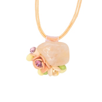 Colier cu piatra semipretioasa si cristale Swarovski, Miidefloriart - model 201 Colier cu piatra semipretioasa si cristale Swarovski, Miidefloriart - model 201