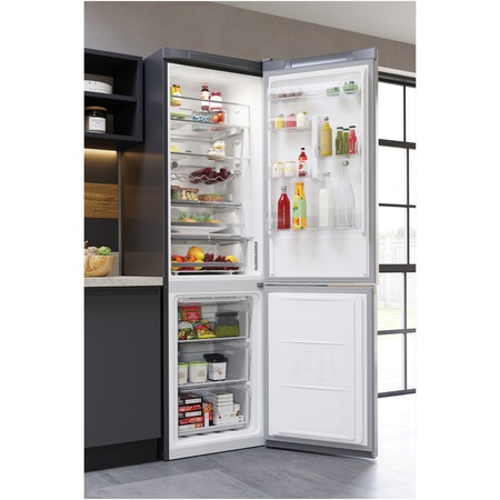 Combina frigorifica Hotpoint HAFC9 TT43SX O3, 367l, Total No Frost, Active Oxygen, Clasa D, H 202.7 cm, Inox