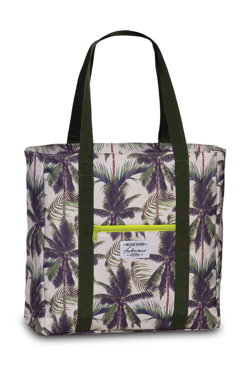 Geanta de plaja termoizolanta, Fabrizio, F50383, Imprimeu 1, Bej cu verde