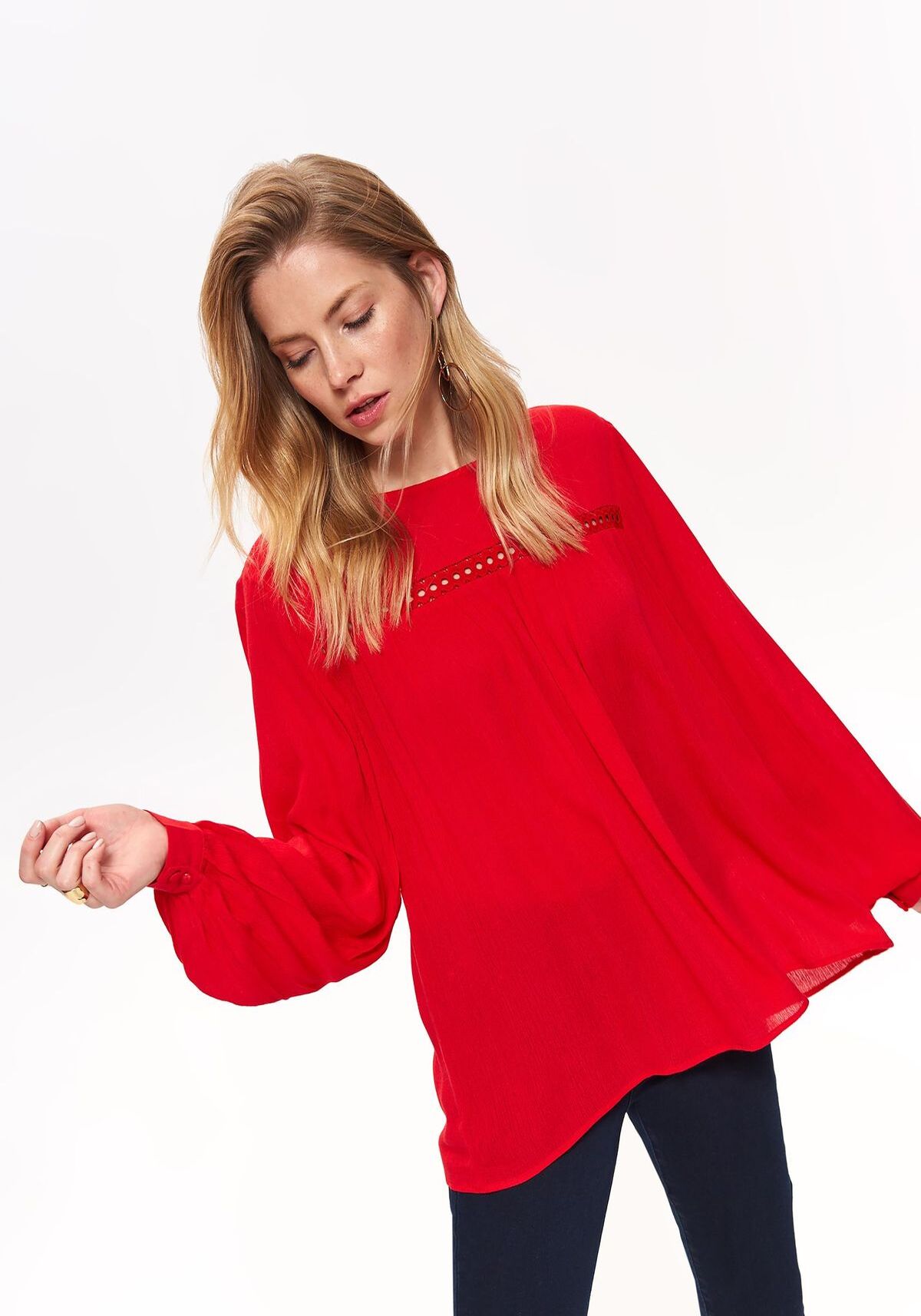 Bluza cu maneci lungi pentru femei, TOP SECRET, SBD0997, Rosu, 34