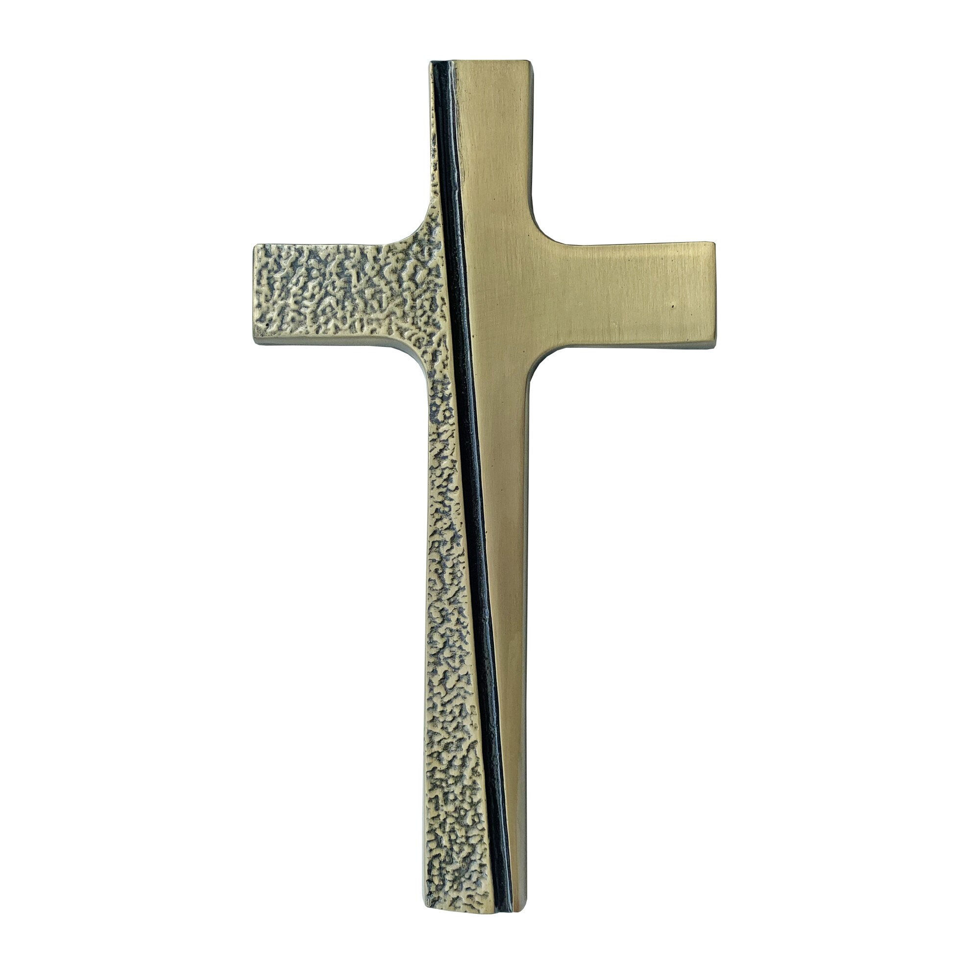 Cruce decorativa cu model diagonal texturat, bronz, 26x14cm, auriu, GRS-AF09